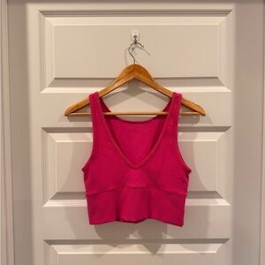 Lululemon - Pink Ribbed V-Neck Cropped Tank / Sports Bra - Reversible - NWOT